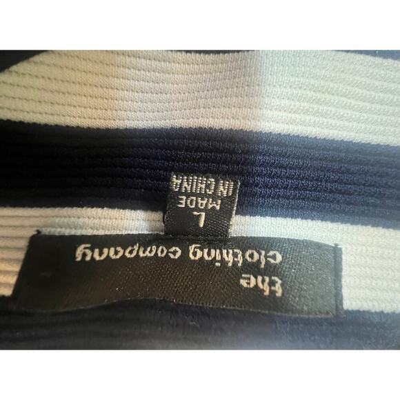 THE CLOTHING COMPANY SLEEVELESS NAVY  WHITE STRIPED BODYCON  DRESS WOMENS LARGE - Picture 8 of 8
